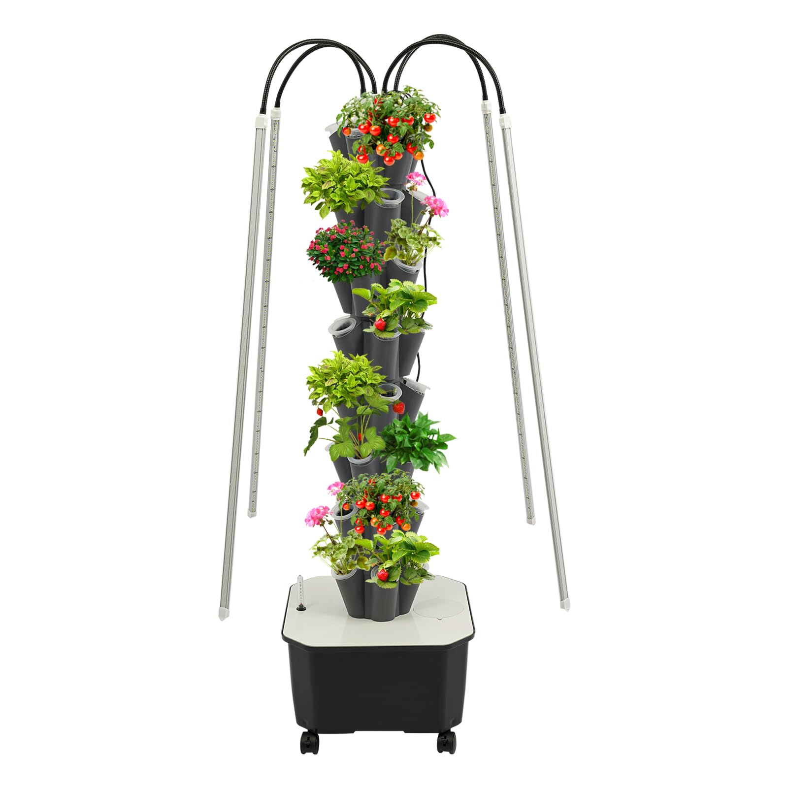 Ginelm Hydroponic Vertical Growing System w/Grow LED Light, 40 Pods Indoor Gardening System w/Water Circulation, Hydronic Garden Tower Plants Germination Kit for Fruits, Vegetables, Herbs