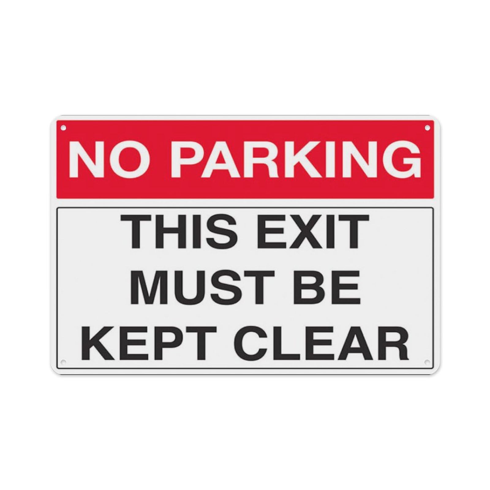 peiyeety No Parking - This Exit Must Be Kept Clear Aluminum Tin Warning Signs For Home Outdoor Garden 8X12 Inches