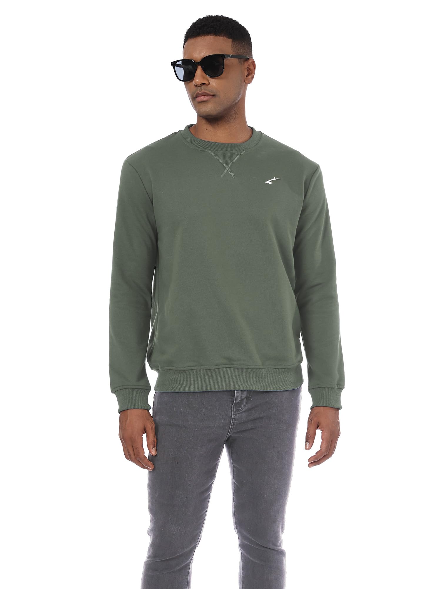 Yageshark Sweat-shirt à manches longues et col rond pour homme