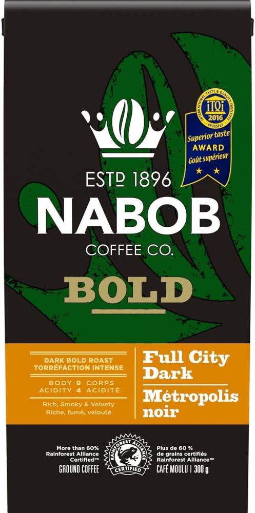 NABOBBold Full City Dark Ground Coffee, 1800g 3.97 Pounds 6 pack {Imported from Canada}