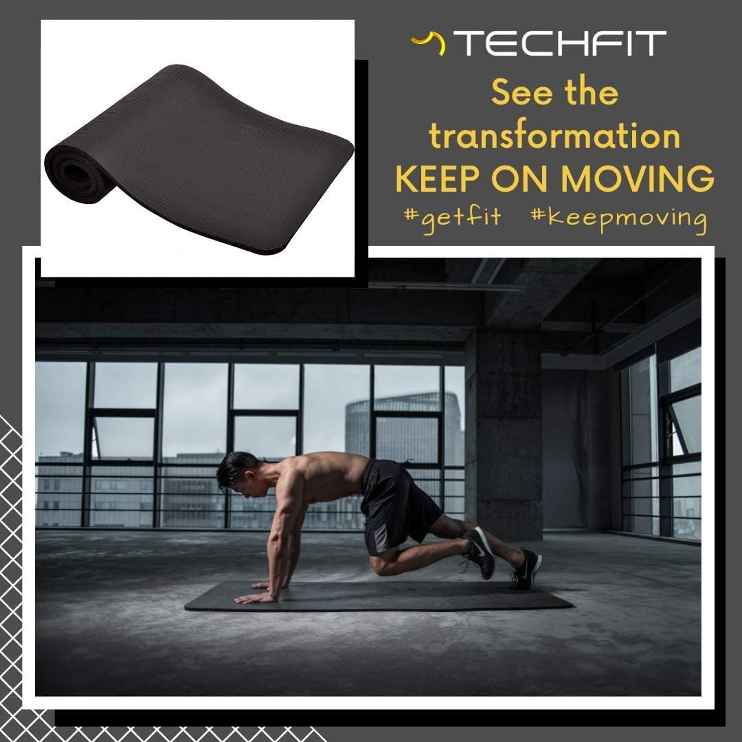TechFit Fitness Tappetino Yoga Professionale - Ideale per Palestra in Casa, Esercizi del Pavimento, Campeggio, Stretching, Pilates 10 e 15 mm