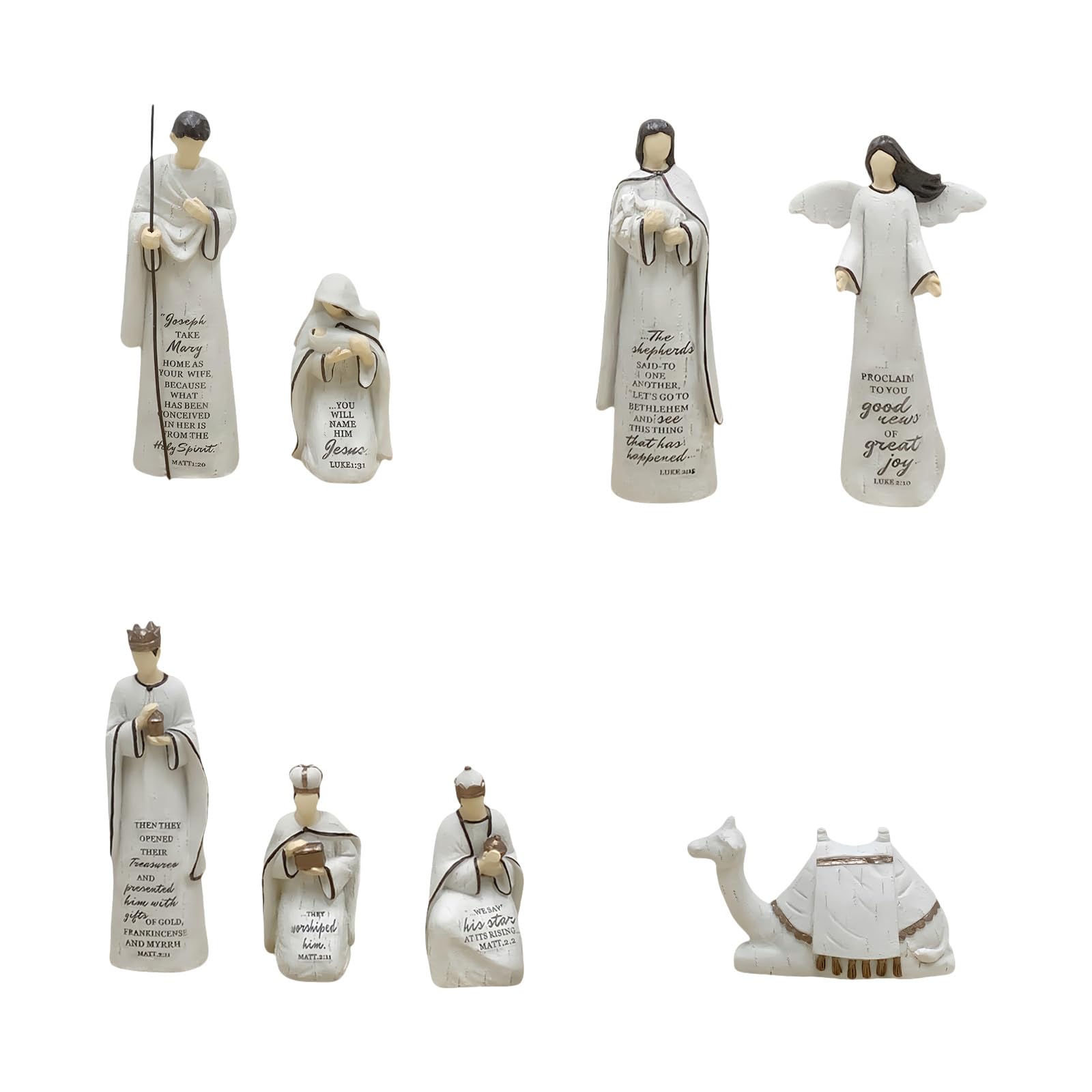 Crèche de Noël en résine miniature sainte famille avec petite écurie en bois sculpté