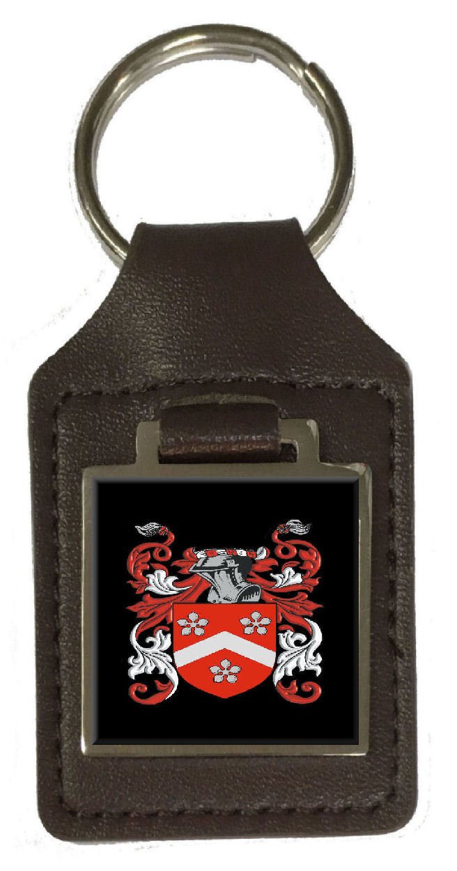 Sayles - Llavero de Piel con Escudo de la Familia, diseño de Escudo de Armas, Color marrón