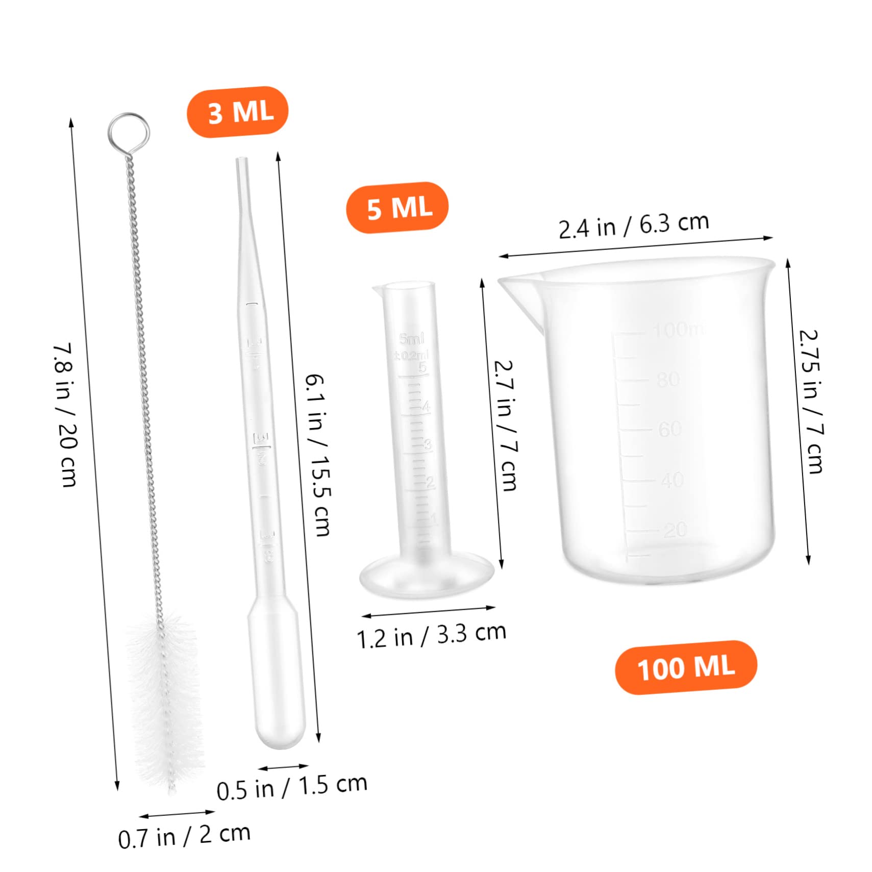 Mobestech 3sets Cilindri Graduati Becher e Pipette Da Laboratorio Per Misurazioni Cucina e Scienze Resistente Sostanze Chimiche e Acidi