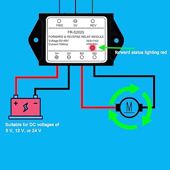 5-48V 10A DPDT Forward Reverse Relay Module,Momentary/Latching Switch Controlled Reversible DC Motor Controller | Support Self-resetting/Self-holding Switch.for Linear Actuator, Snow Plow, Winch, Electric Lift, Industrial Automation.