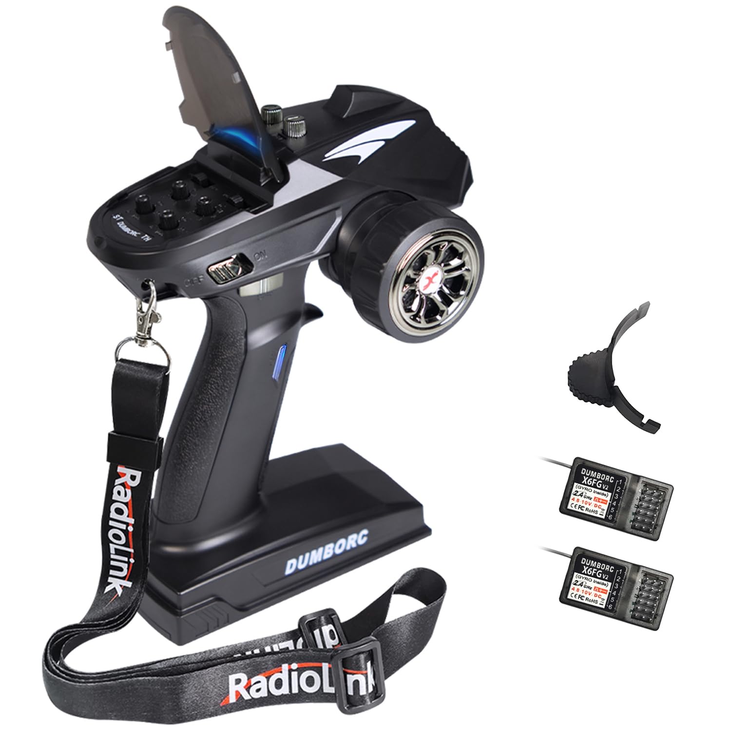 DUMBORC X6 RC Radio Transmitter and Receiver X6FG with Gyro (2pcs), 6H Remote Controller with Circuit Safety Protection, 3S Fast Response, Smart Mix Control Function for Remote Car/Boat/Tank