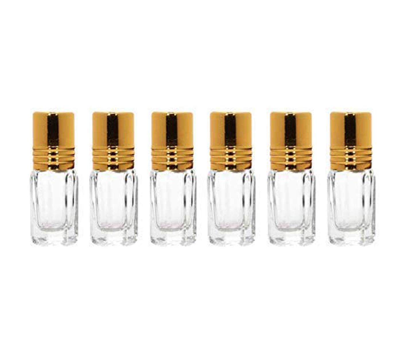 FUTURA MARKET Attar 6ml Mini Glass Roll On Bottles with Royal Golden Cap for Perfumes, Essential Oils, Lip Balms, Reusable and Refillable (Set of 6-6ml)