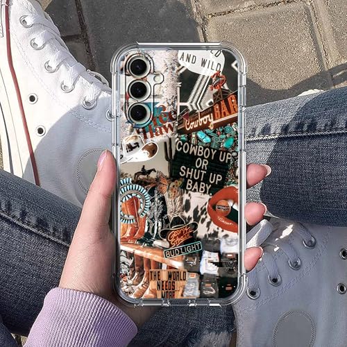 Western Cowboy Cowgirl Case Compatible with Samsung Galaxy S25,Retro Country Art Collage,Trendy Soft Bumper TPU Case for Galaxy S25 by Nsyosio - Used condition - Image 5