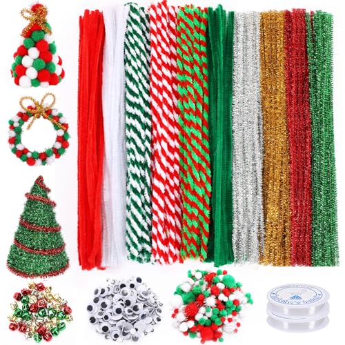 Fils chenille de Noël flexibles et 640 accessoires créatifs de décoration manuelle