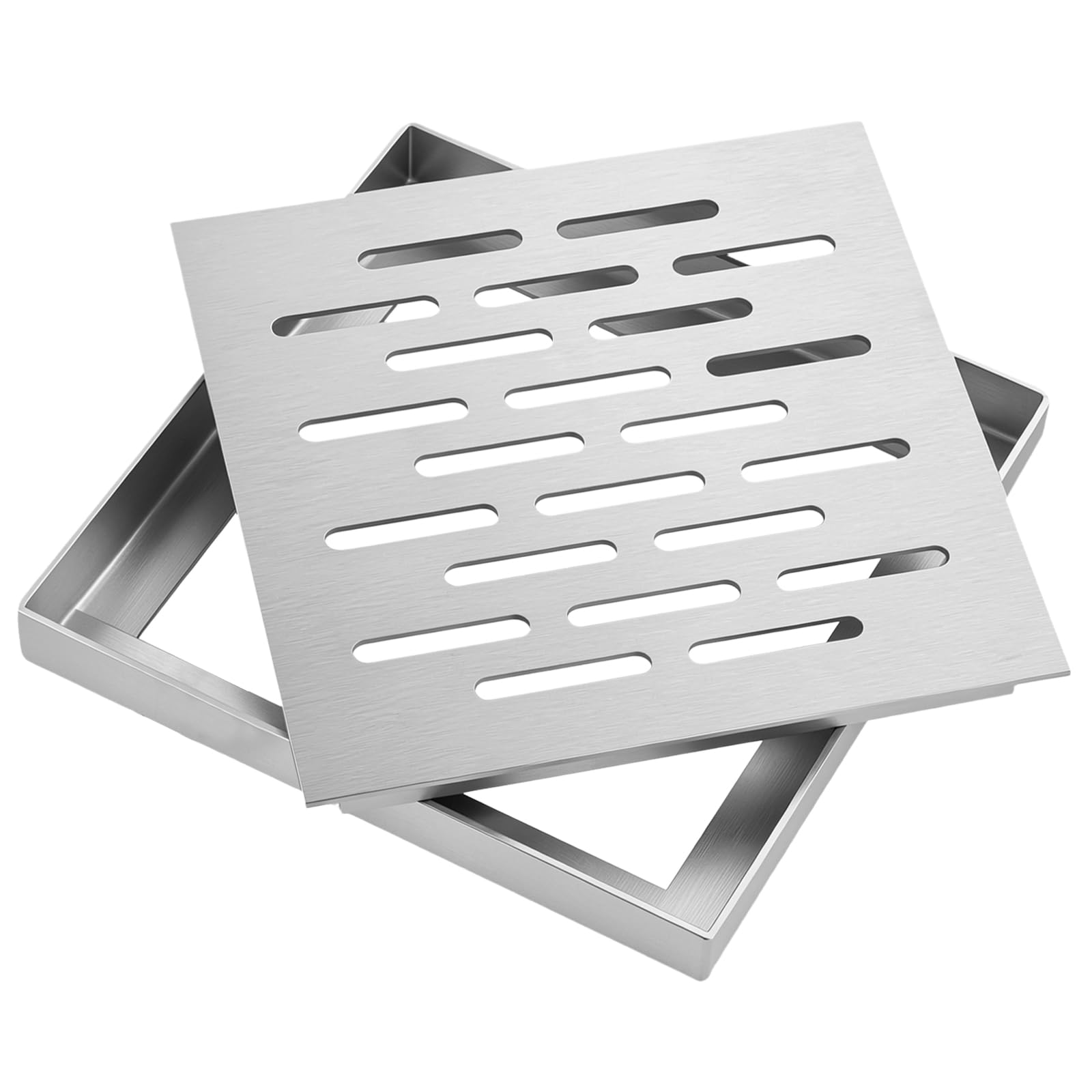 Desagüe de suelo de acero inoxidable con marco, rejilla de drenaje cuadrada, cubierta de desagüe antideslizante, rejilla de drenaje, cubierta de desagüe para exteriores, baño, jardín, terraza