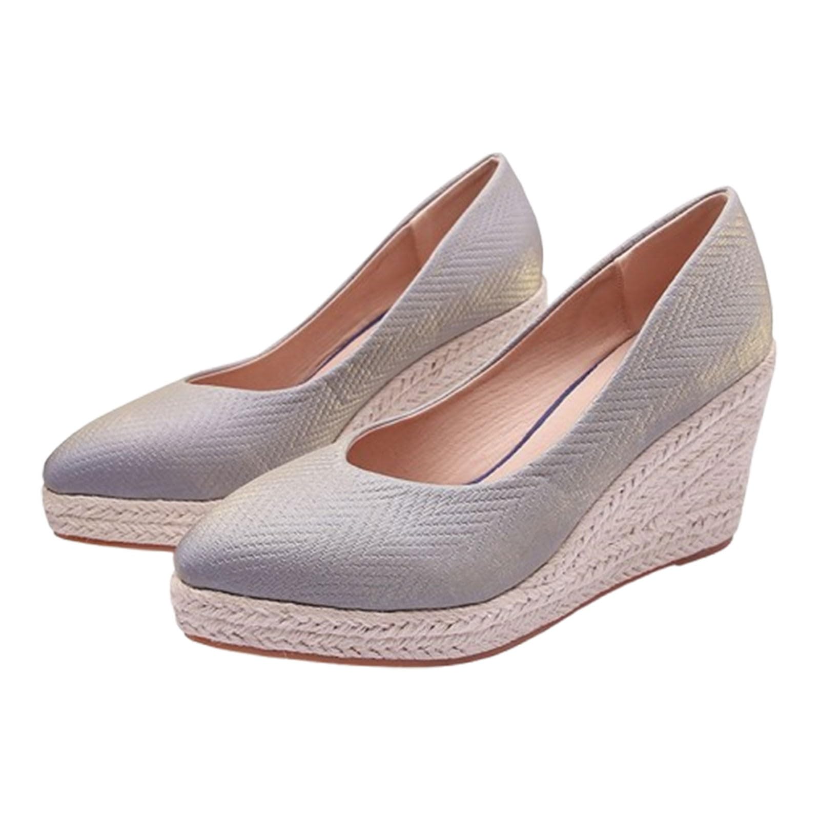 Genérico Alpargatas Mujer Cuña Primavera Verano Anchas Mujer Cuña Plataforma Calzado Esparto Sandalias de Tacón Elegantes Vestir Sandals Alpargatas Valencianas Fiesta Verbenas