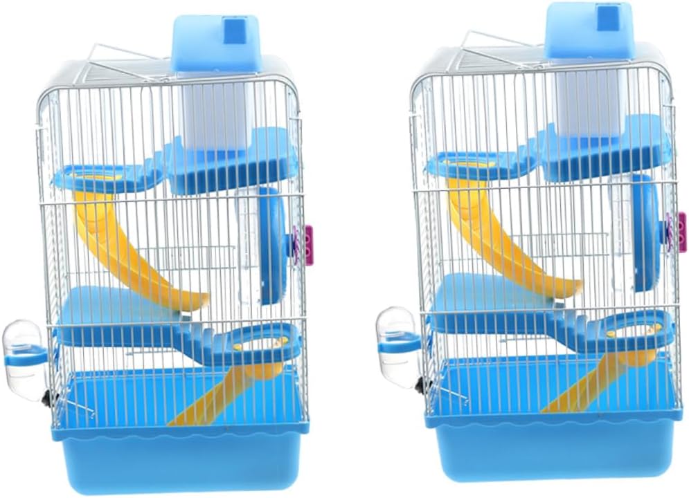BESTonZON Luxury Small Animal Cage Portable Hamster House with Multi-Functional Slide Platforms Plastic Pet Habitat for Hamsters and Small Pets Blue