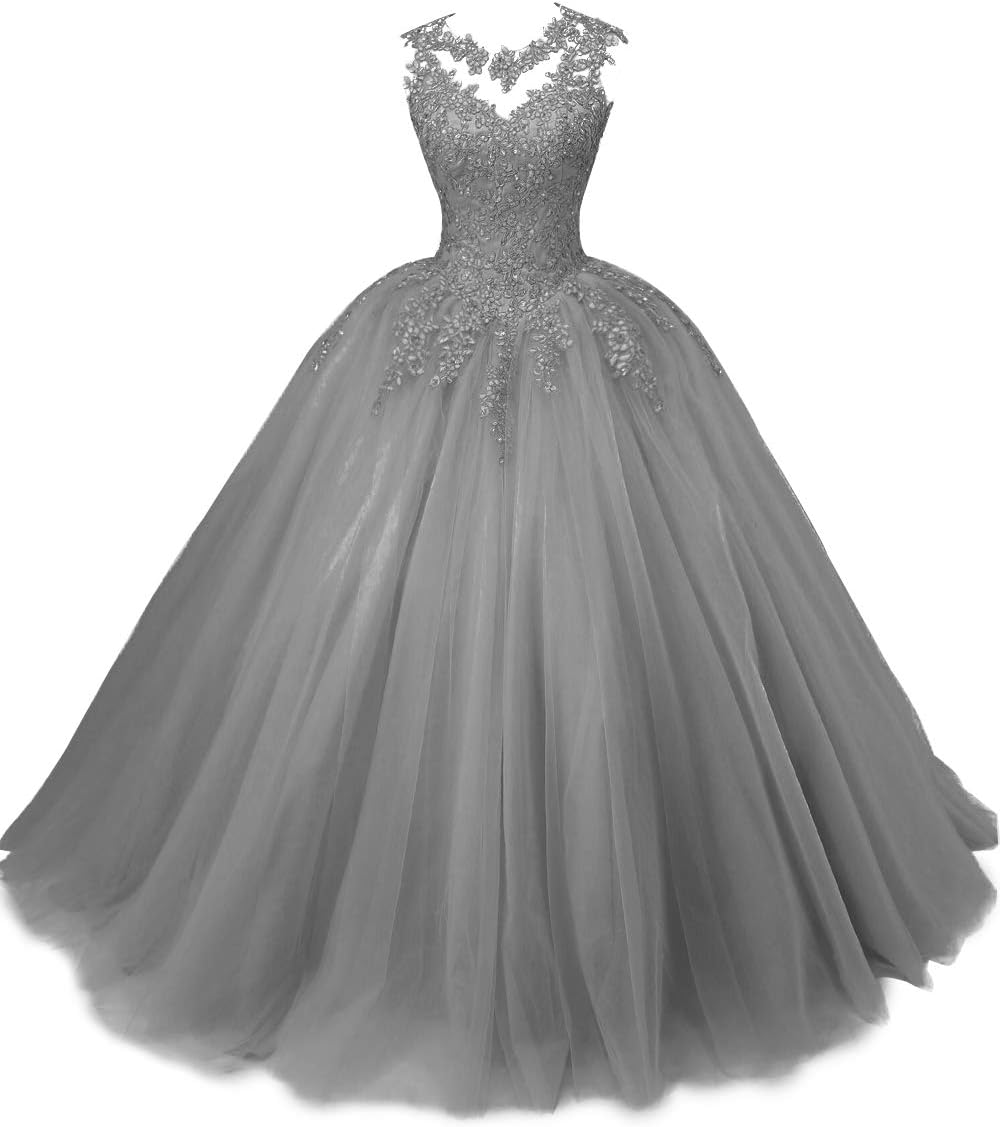 ASBridalBall Gown Quincera Dresses for Sweet 16 Women's Formal Dress Tulle Prom Party Gowns Lace