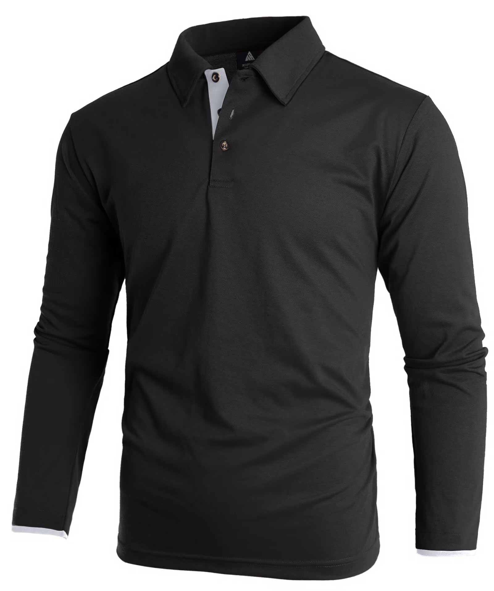 Polo da uomo a maniche lunghe, traspirante, maglietta tattica da golf, con tasca con cerniera