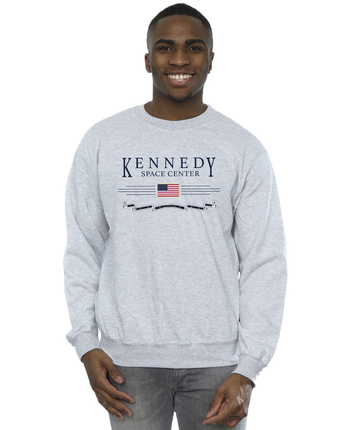 Absolute Cult Men's Sport Grey Nasa Kennedy Space Centre Explore Sweatshirt Medium