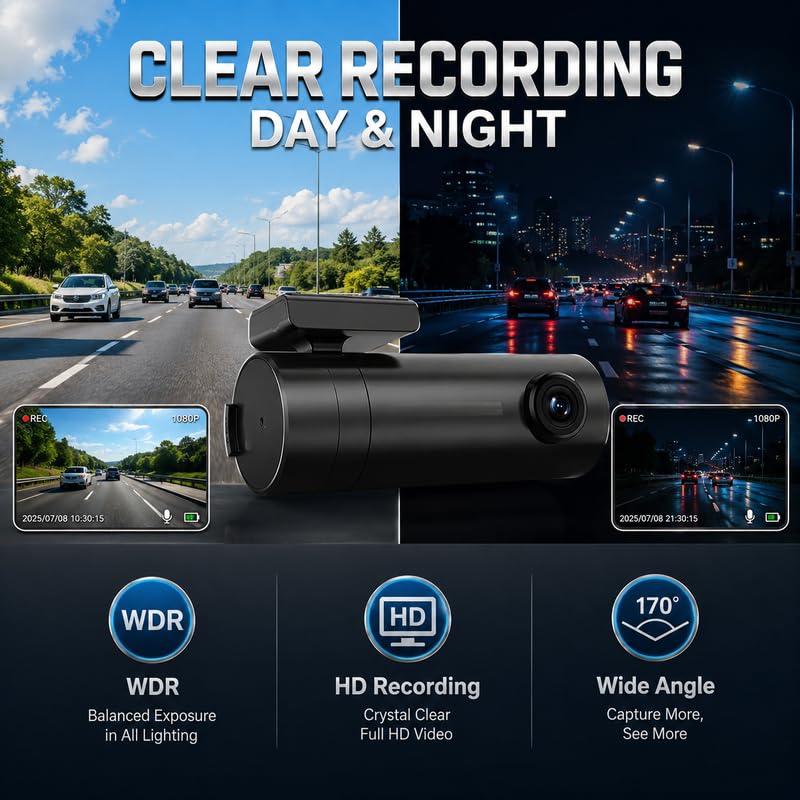 Image of Drumstone 𝟏𝟓-𝐘𝐞𝐚𝐫 𝐋𝐨𝐧𝐠-𝐋𝐢𝐟𝐞 𝐖𝐚𝐫𝐫𝐚𝐧𝐭𝐲 Full HD Dash Camera for Car, 3 Inch Screen Driving Recorder, Wide Angle DVR Camera, Loop Recording, Motion Detection for Daily Driving