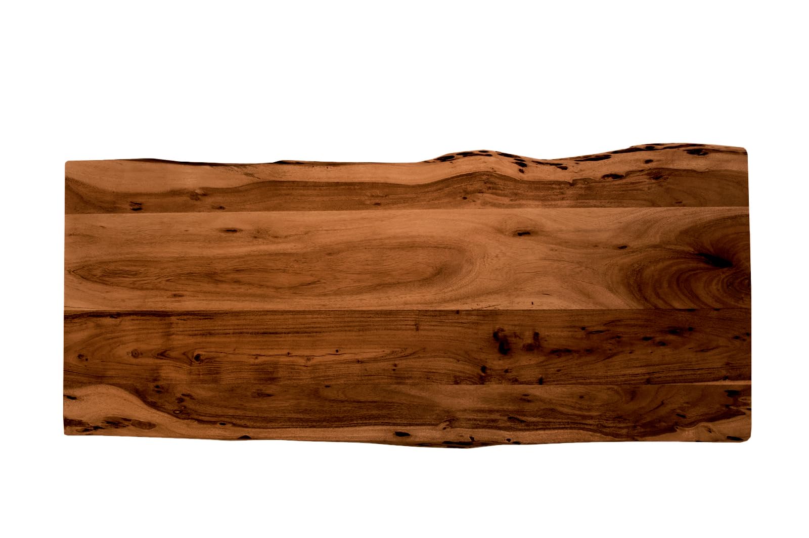 SAM Holzplatte 140x60 cm Louis, Tischplatte aus Akazienholz massiv + nussbaumfarben, Baumkanten-Platte für Heimwerker, geeignet für Arbeitsplatten, Tische & Fensterbretter