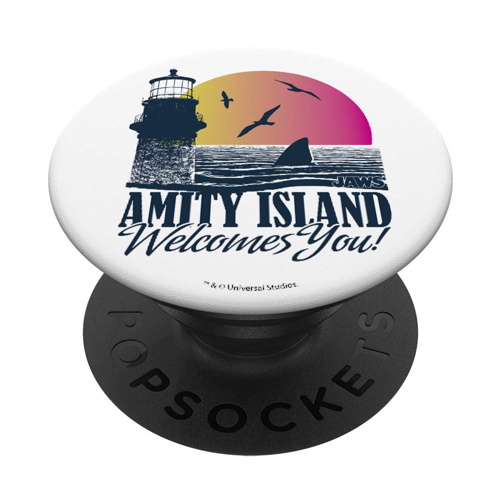 Jaws Amity Island Welcomes You Shark Fin Sunset PopSockets Adhesive PopGrip