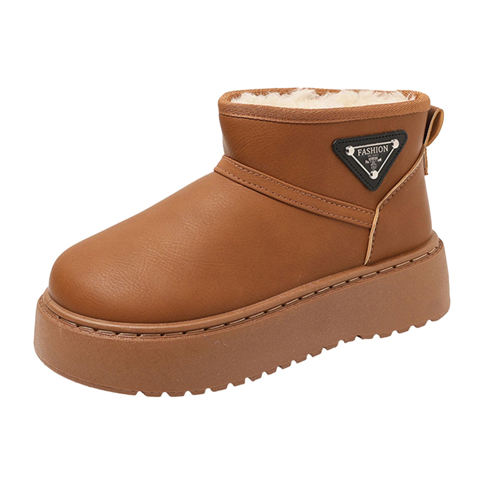 Snow Boots Round Toe Thick Sole Warm Plus Velet Wide Calf Loose Slip On Ankle Booties Comfortable Breathable