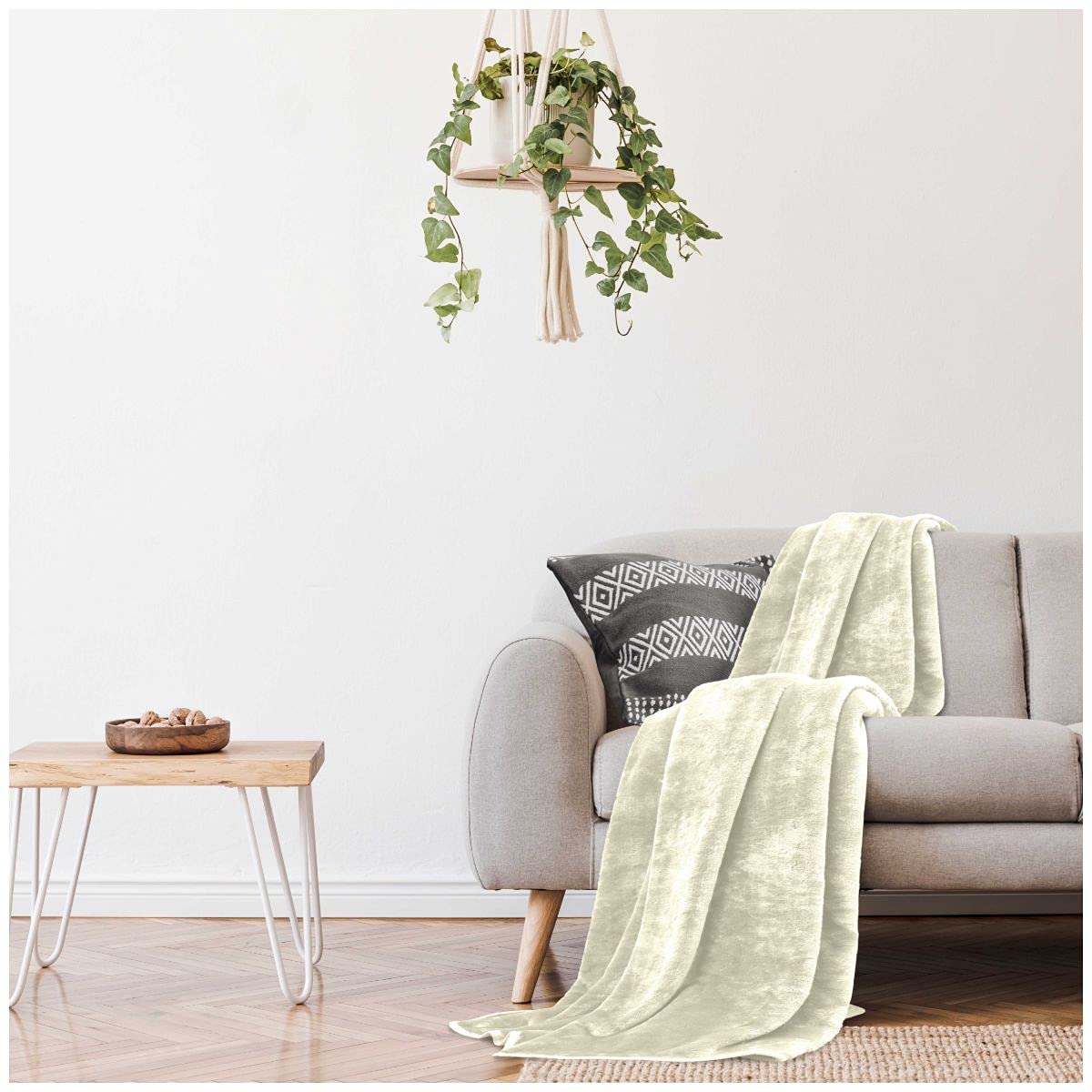 Gc Gaveno Cavailia Cream Plain Mink Fur Throws, Fluffy Fleece Blankets, Snuggle Throw Blanket For Bed, 150X200 Cm