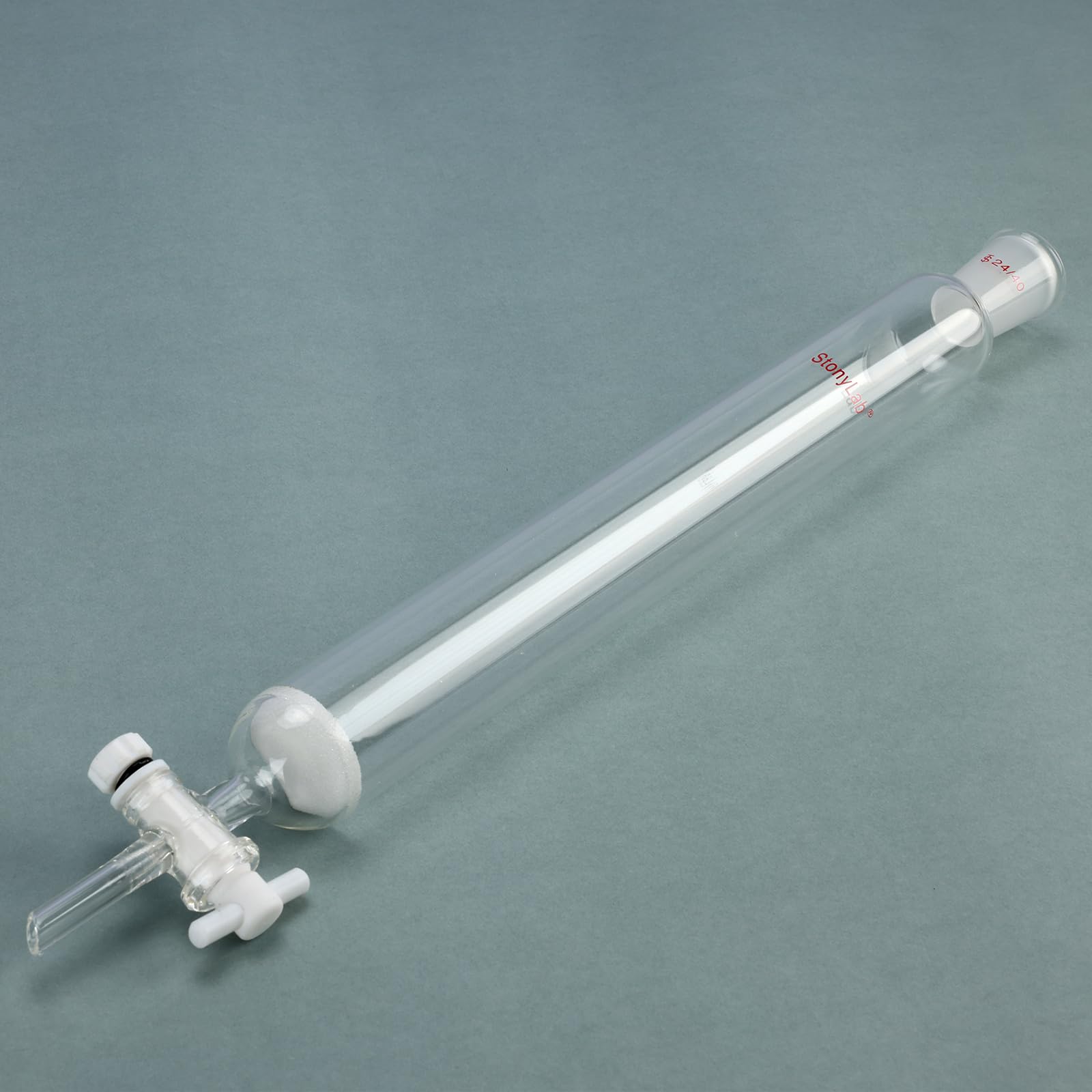 stonylab Columna de Cromatografía, Diámetro Interno de 38 mm, Longitud Efectiva de 305 mm, Disco Sinterizado G2, Junta Esmerilada 24/40, Vidrio de Borosilicato para Uso en Laboratorio