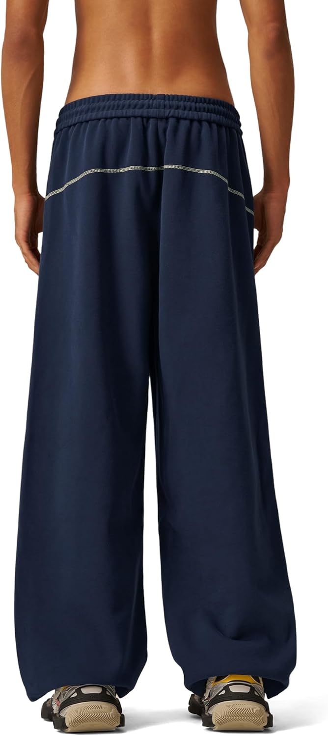 Aelfric Eden Color Blocking Stitch Baggy Sweatpants Casual Barrel Pants Wide Leg Elastic Drawstring Trousers Unisex - Image 3