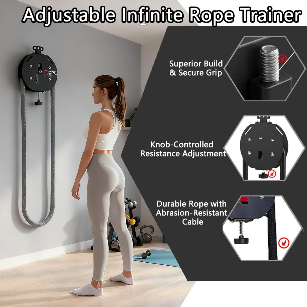 Endless Rope Trainer, Macchina a Corda Infinita Professionale, Resistenza Regolabile a Manopola (30 kg) per Palestre Commerciali e Studi Personal - capacità 150 kg