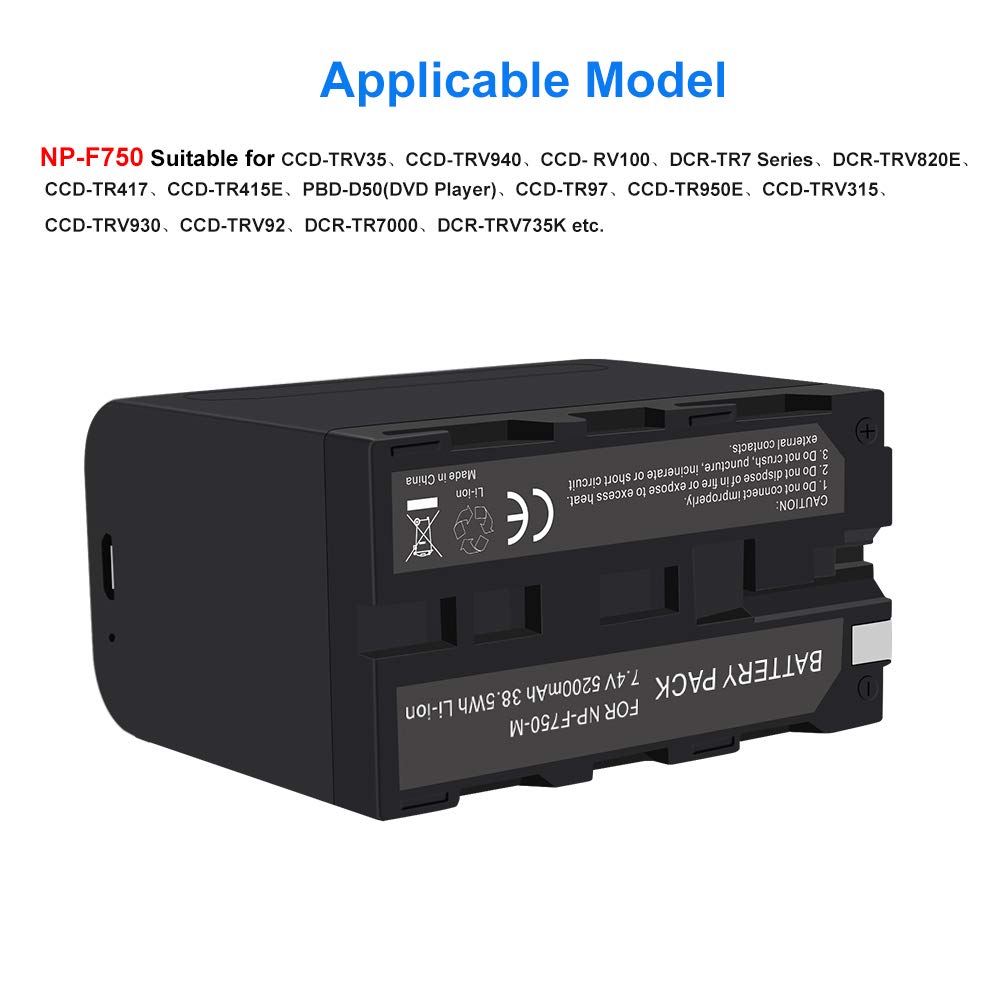 Batterie NP-F750 Sony ENEGON Batterie Pour NP-F970 (2 Paquets 7200 MAh) Et Chargeur LCD Dji Osmo Action Batterie