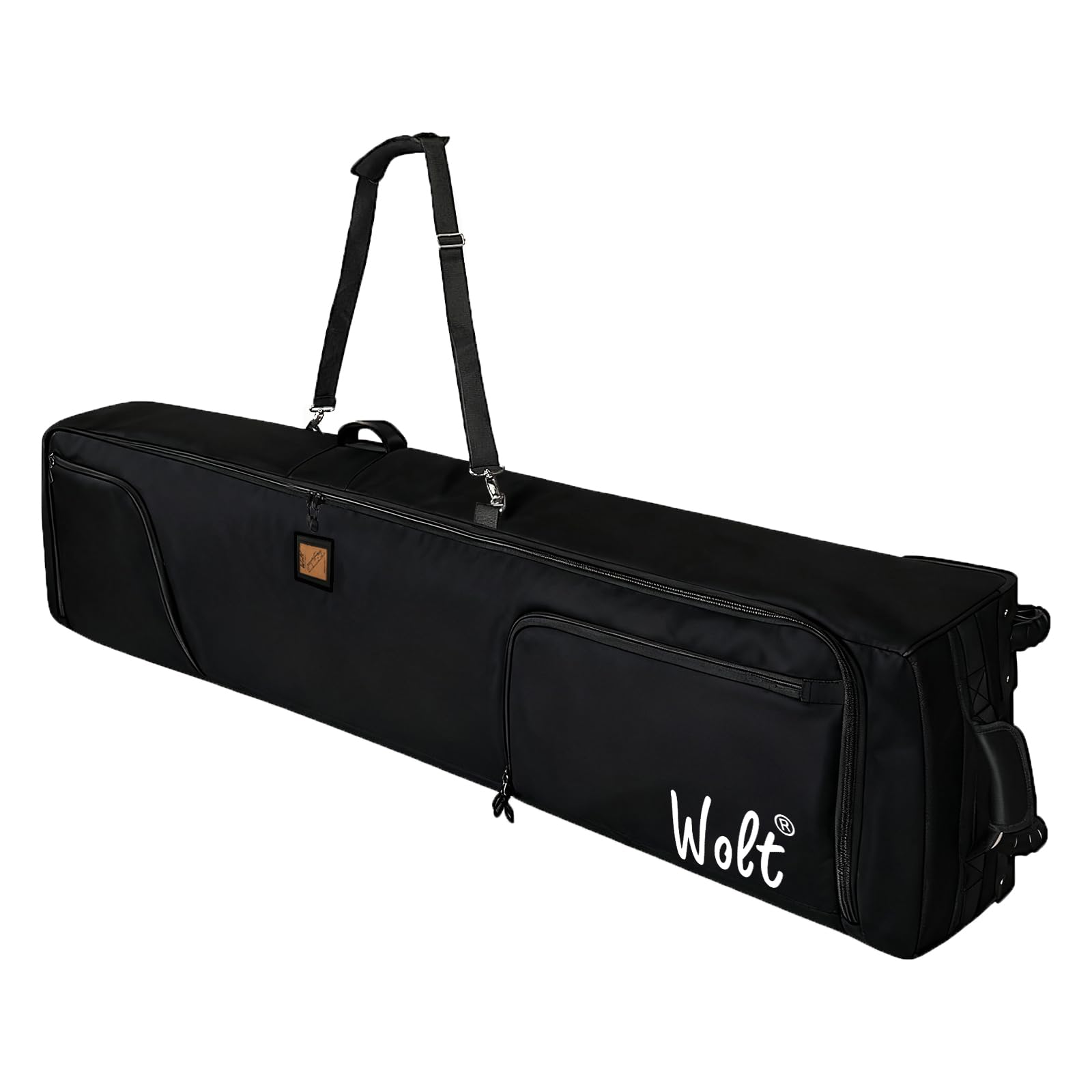 wolt rolling ski bag,padded snowboard bag with wheels for air travel, fit to double pairs of skis up to 175 or 190 cm