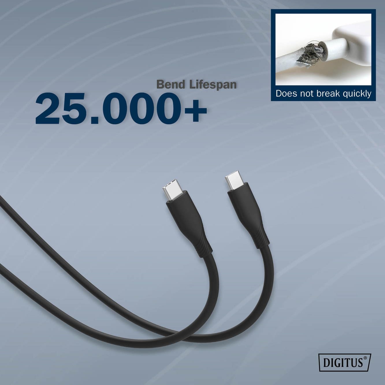 DIGITUS USB 2.0 Connection Cable - 1 m - USB Type-C to Type-C - High Speed 480 Mbps - 60 W Power Delivery - Flexible Silicone Cable - Black - for iPad, iPhone, Android Smartphones, Tablets, Laptops