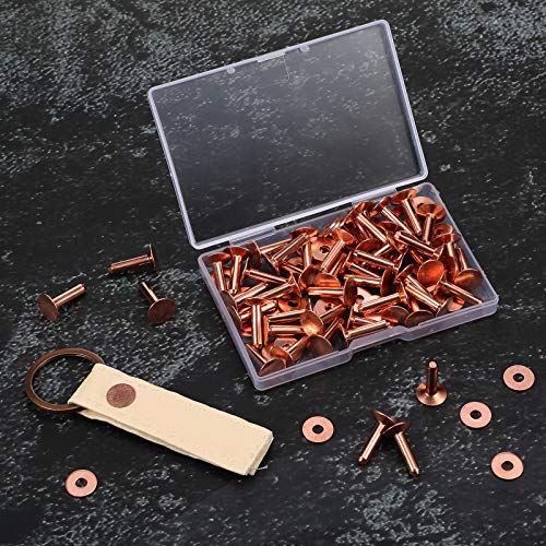 100 Sets Copper Rivets And Burrs Washers Leather Copper Rivet Fastener For Belts Wallets Collars Leather Diy Craft Supplies (5/8 Inch, Size 9) #TOP5