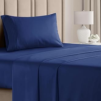 Twin Size 3 Piece Sheet Set - Comfy Breathable & Cooling Bed Sheets Set - Hotel Luxury Bedding for Women, Men, Kids, Teens, Boys & Girls - Deep Pockets, Ultra-Soft, Wrinkle Free - Oeko-Tex - Navy Blue