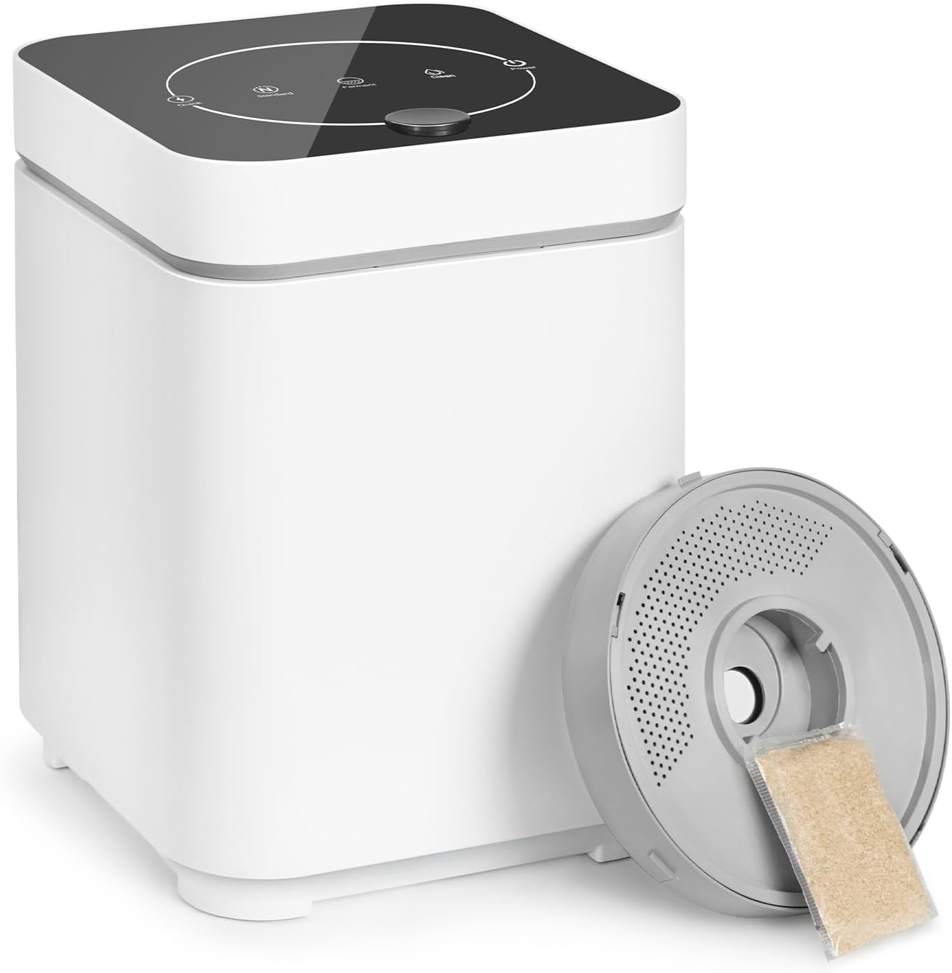 Puluomis Electric Kitchen Composter, 3L Smart Kitchen Countertop Composter Turns Food Waste into Fertilizer with Replaceable Carbon Filter, Bio-Pack for Fermentation, LED Display and Auto-Cleaning