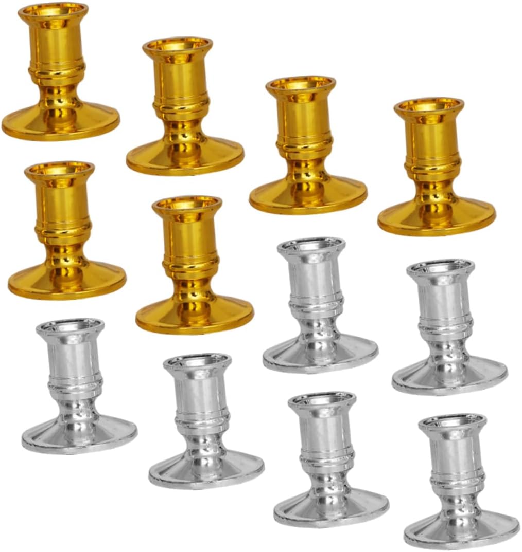 Holibanna 12pairs Electronic Candle Holders Elegant Design and Candle Stands for Weddings Table Centerpieces and Home Decor