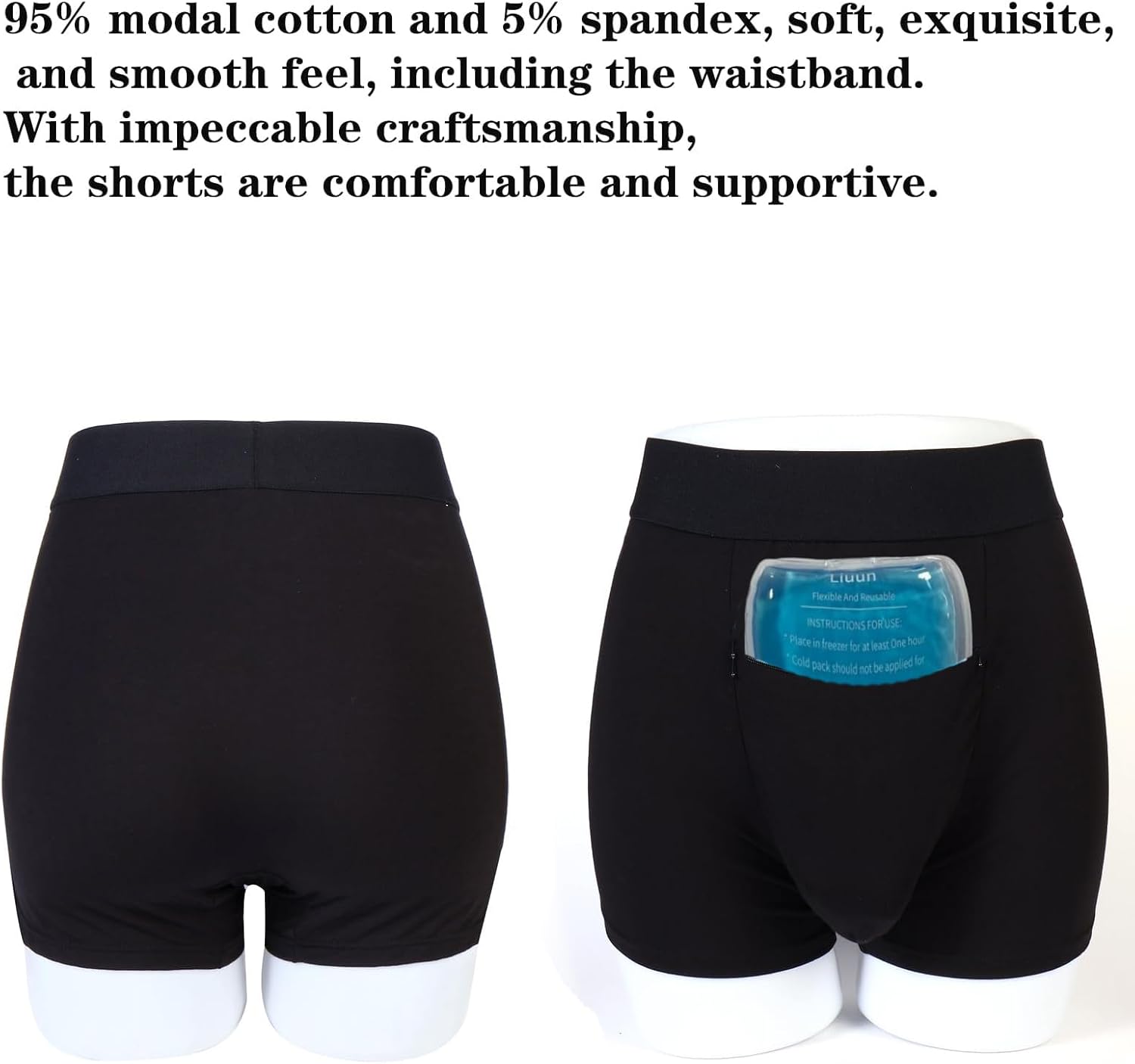 精管切除ジョックストラップ下着 ジップポケットデザイン 精巣サポートと痛みを緩和するための精管切除用アイスパック2個