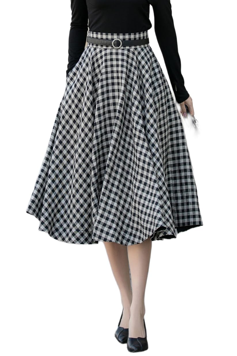 Girls Mid Length Cotton Midi Blend Skirt 113 Black,Free Size