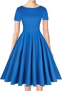 MINTLIMIT Women's 1950s Retro Vintage Rockabilly Short Sleeve Cocktail Party Swing Dress
