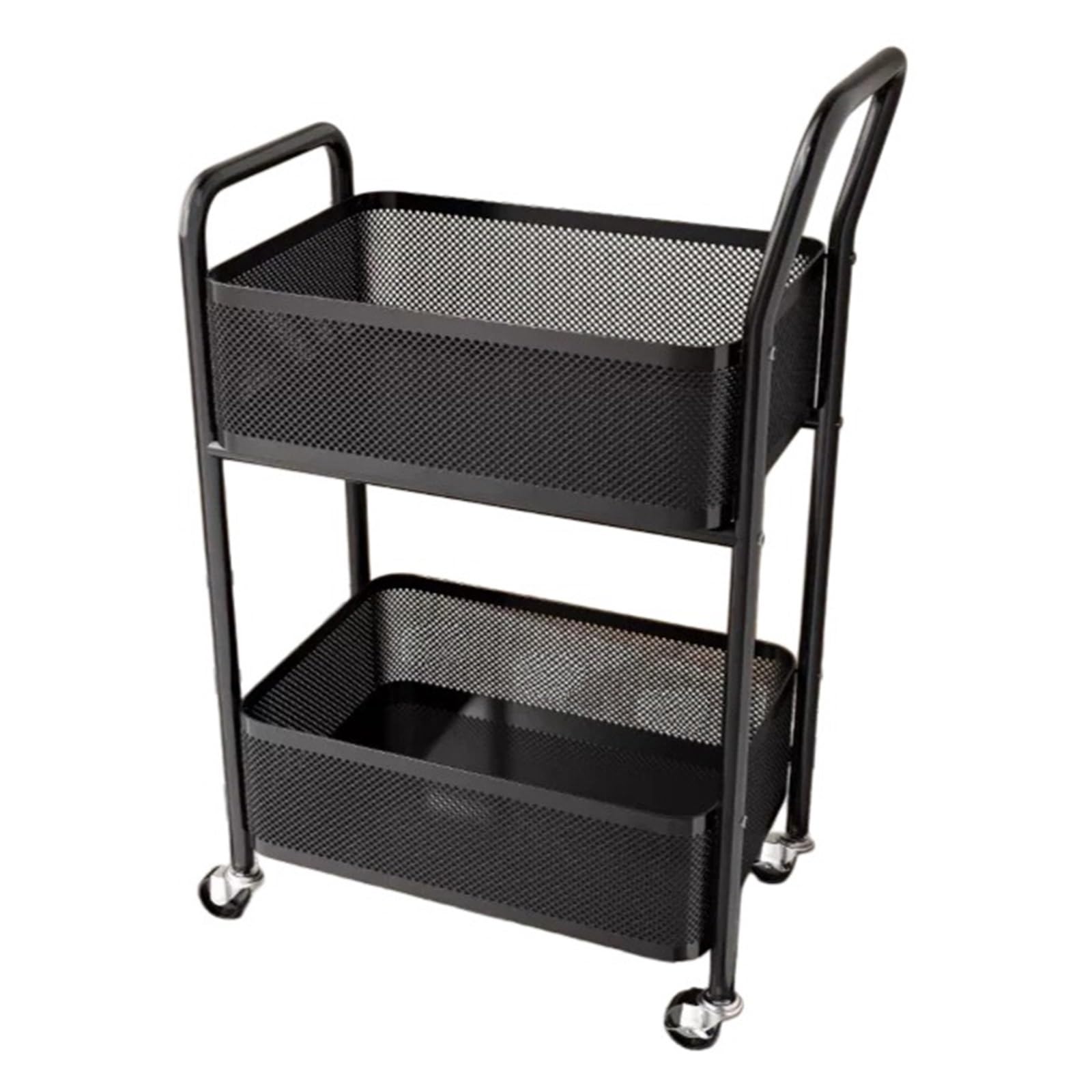 ZYYANSHOP Kitchen Storage Cart Rolling Snack Storage Cart Movable Organizer Trolley with Basket for Home(Black)