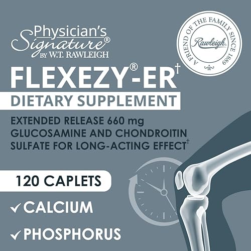 Miniatura 4 de Rawleigh Flexezy-ER: 120 cápsulas | Fórmula de apoyo articular 24/7 | Mezcla de glucosamina y sulfato de condroitina | Calcio y fósforo | Liberación