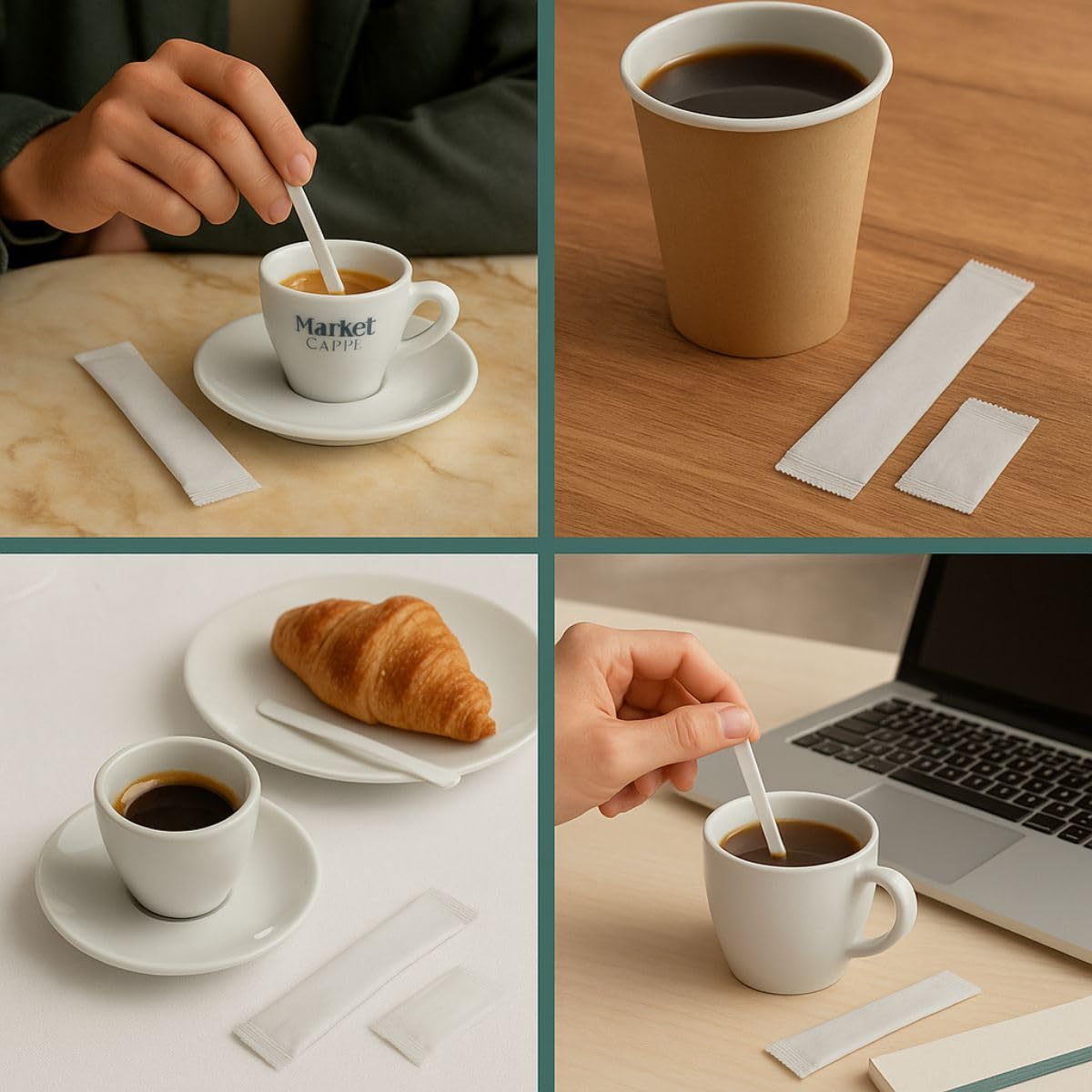 Palettine Caffè Biodegradabili 8cm – Imbustate Singolarmente, Resistenti ad Alte Temperature per Espresso, Cappuccino, Tè