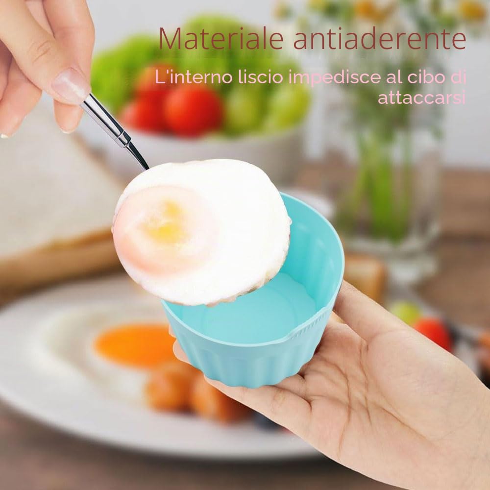 6 Pezzi Pirottini per Friggitrice ad Aria, Pirottini Silicone Senza BPA, Stampo per Uova in Silicone Antiaderente, Riutilizzabile Stampi per Muffin per Cupcake, Budini, Gelatina (Grigio + Blu + Nero)