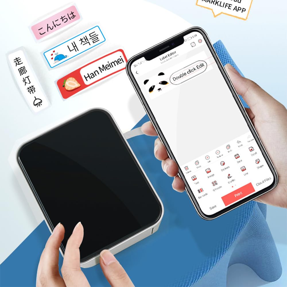 Namvo Stampante per etichette Bluetooth con 1 rotolo di carta impermeabile P15 mini stampante autoadesiva, compatibile con iOS e Android (bianco)