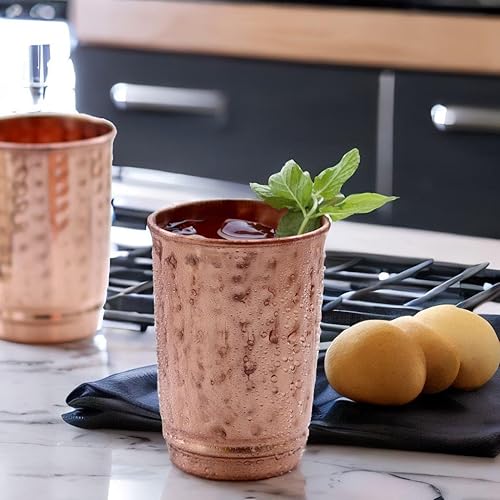 Miniatura 6 de 2activelife Juego de 2 vasos de cobre puro martillado  Vaso de cobre para beber agua  Vaso de cobre con capacidad para 11.8fl oz de agua (11.8 onzas