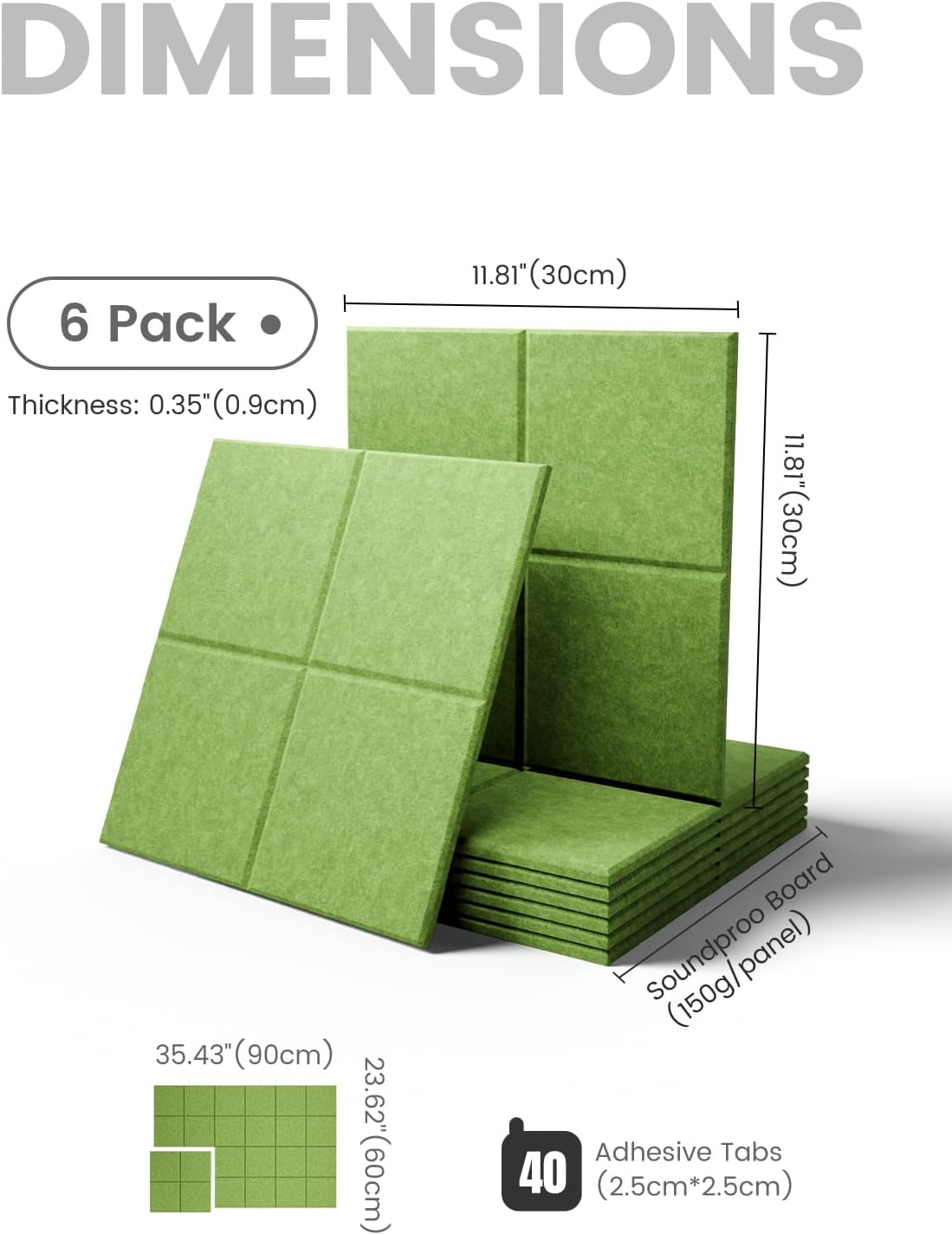 Fluxynara Large Felt Bulletin Board 36" x 24"Cork Board Alternative-6 Pack with 40 Safe Removable Adhesive Tabs, Cork Boards for Walls Cork Board for Home Office Classroom Pin Board-Kelly Green Kelly Green 4-Compartment 6-Pack