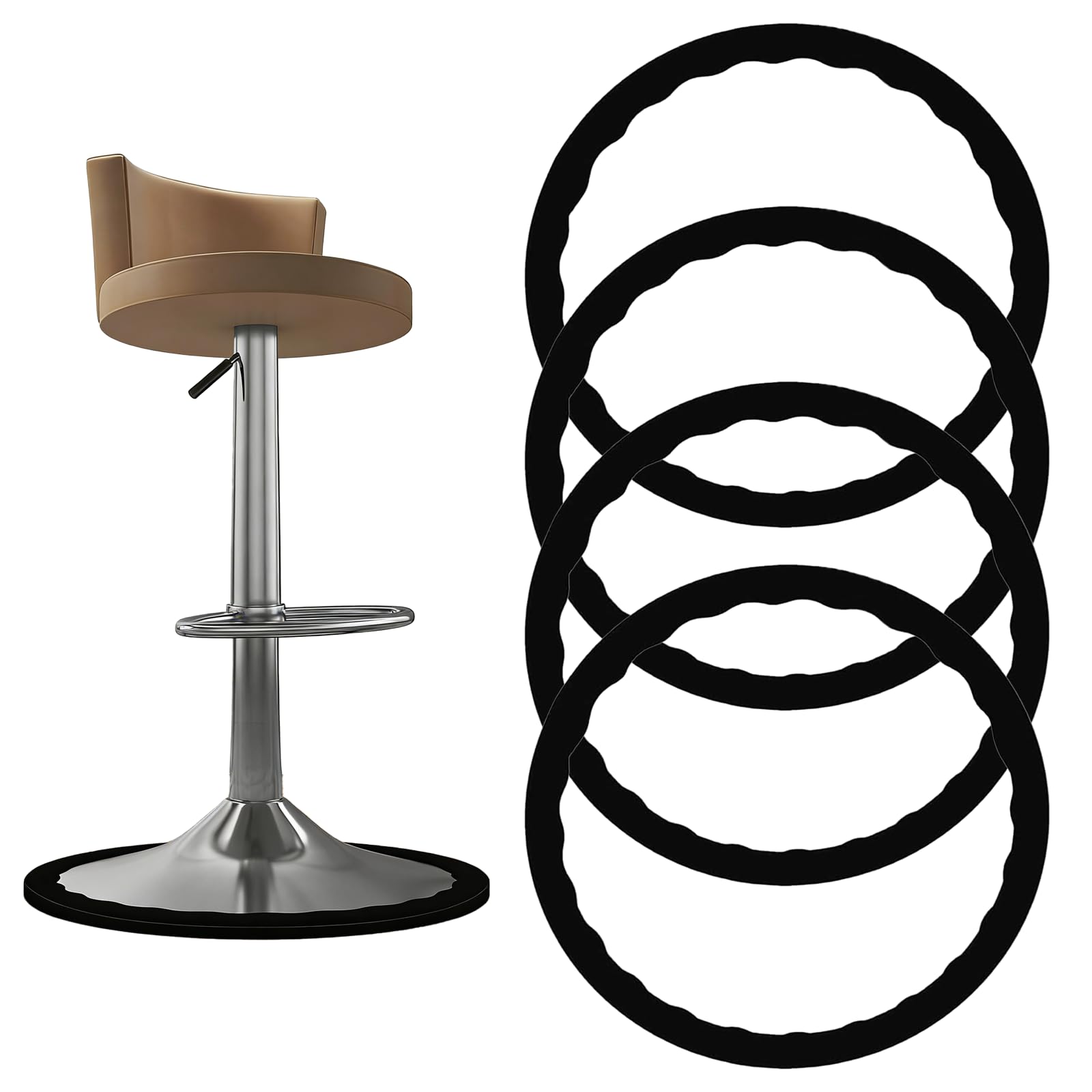 Oiieco 4 Pack Bar Stool Leg Protectors Ring Set, Anti-Slip Bar Stool Silicone,Bar Stool Floor Protector Rubber Ring Anti Scratch,Black Bar Stool Leg Floor Protectors for Round Base (16.5" to 18.5")
