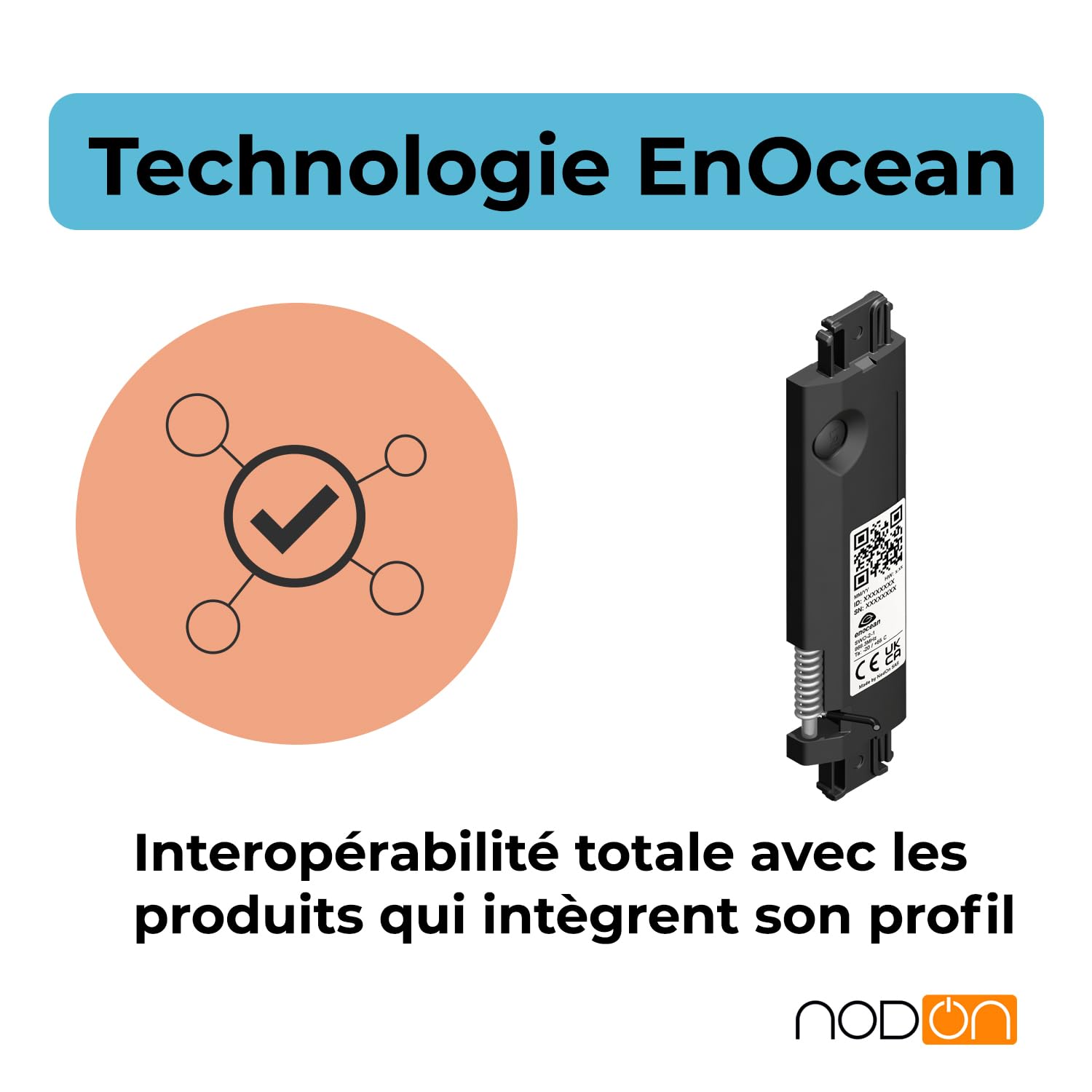 NodOn - EnOcean Detecteur Ouverture Fenêtre Sans Pile Sans Fil | Détecteur Ouverture pour Fenêtres ou Portes-Fenêtres Aluminium ou PVC - IP32 - Compatible avec Jeedom, eedomus, MyUbiwizz