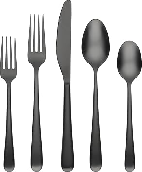 Cambridge 514520CKW12DS Rafael Black Flatware, 20-Piece Set