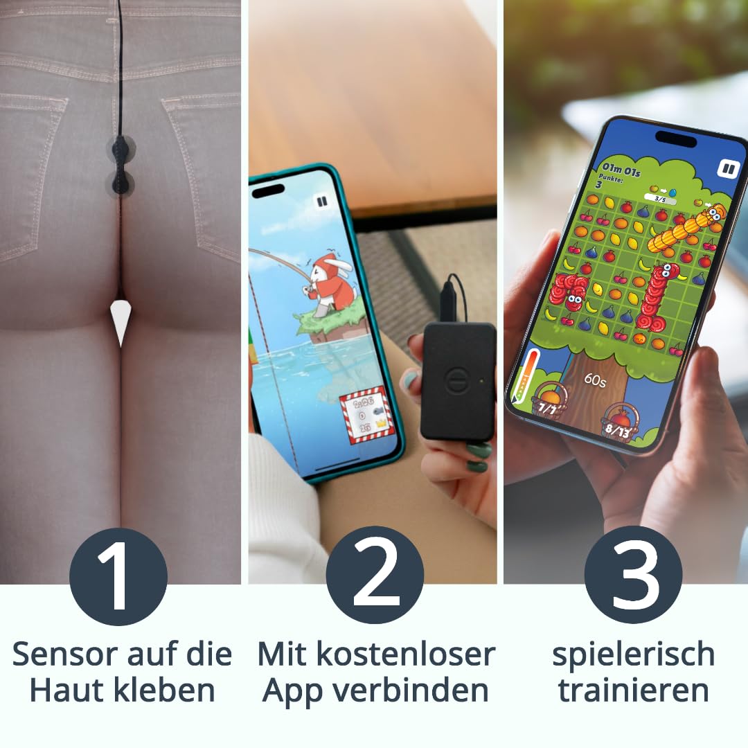 Beckenbodentrainer ohne Einführen - für Frau und Mann - mit App - Innovatives Biofeedback Fitnessgerät - CE-Zertifiziert