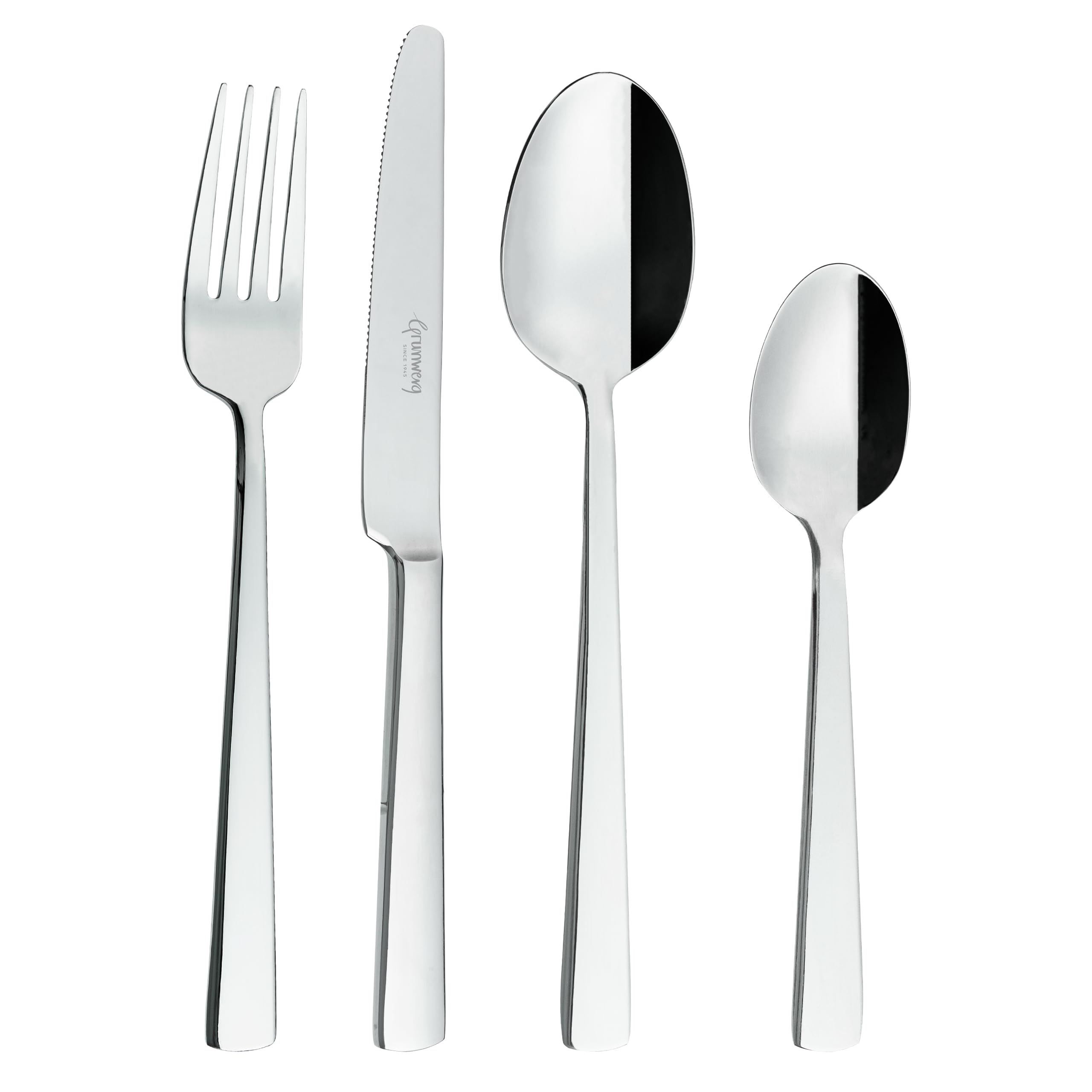 Grunwerg Westminster 24 Piece Cutlery Set, 18/10 Stainless Steel, 6 x Table Forks, Table Knives, Teaspoons, Dessert Spoons, Silver