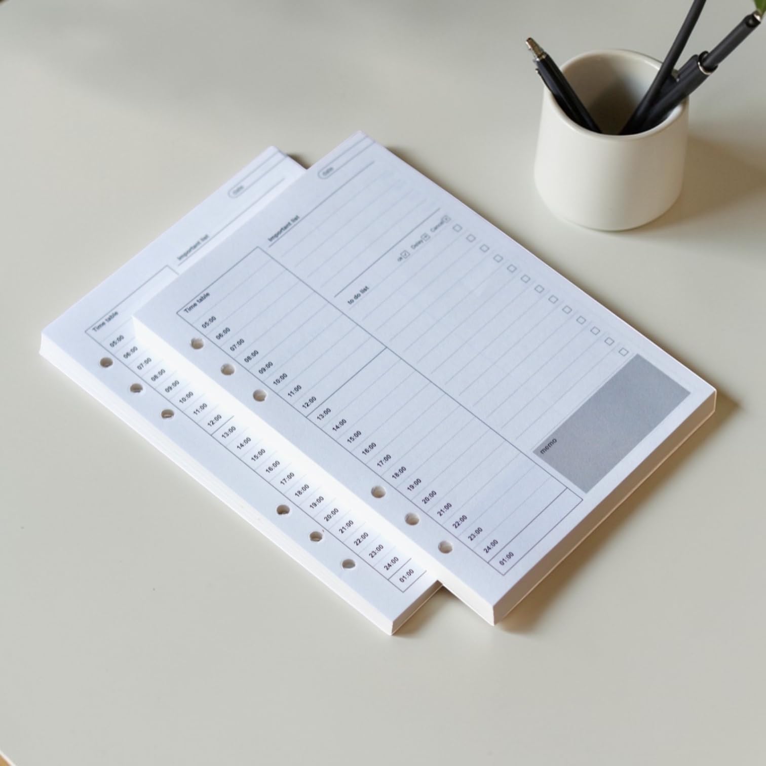 INNAXA A5 Daily Planner Refill Paper - 200 Sheets (400 Pages), 6-Hole Punched for 6-Ring Binders, 100 GSM Premium Thick Paper, Undated Daily Schedule with To-Do List & Habit Tracker-image-26